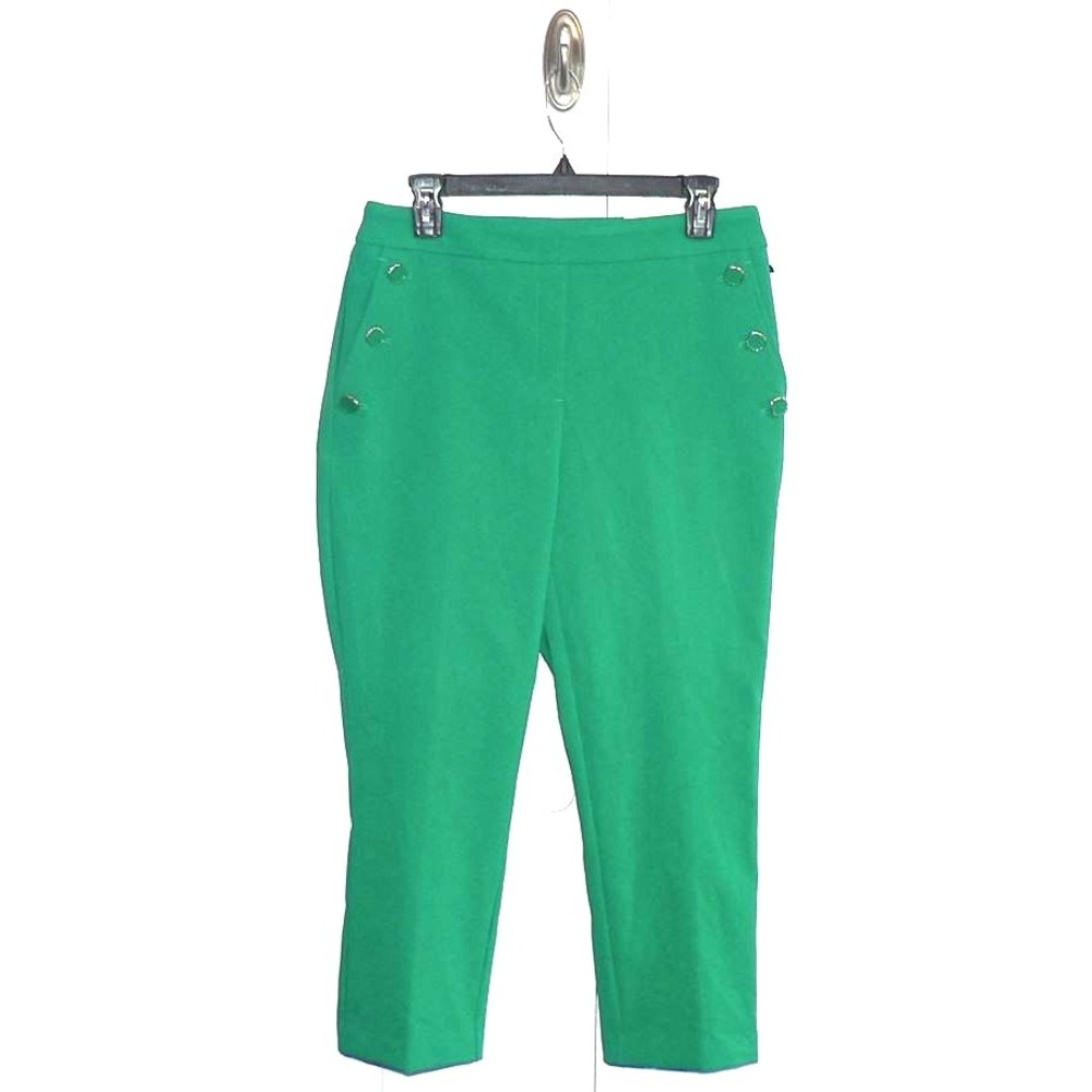 Rachel Zoe Women's‎ Hi-Rise Slim Leg Sailor Button Cropped Pants in Green Size 8